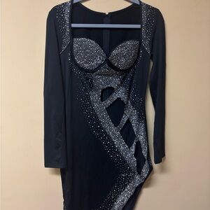 Sexy Black Cutout Sequin Dress NWT. Perfect NEW YEARS dress!
